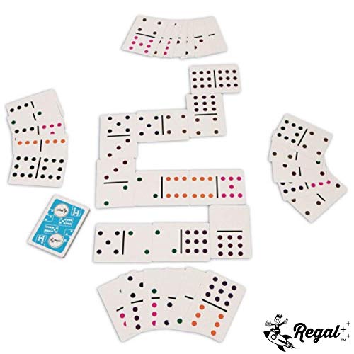 Double 9 Colored Dot Domino Playing Cards - Large Print Dots