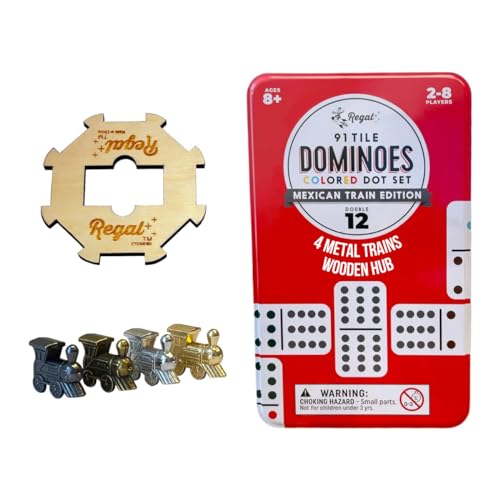 Dominoes Mexican Train Game Set with Wooden Hub