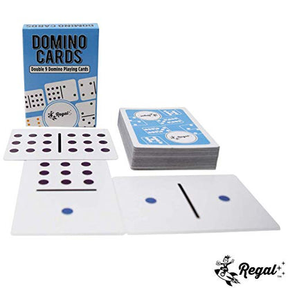 Double 9 Colored Dot Domino Playing Cards - Large Print Dots