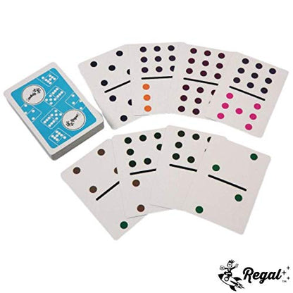 Double 9 Colored Dot Domino Playing Cards - Large Print Dots