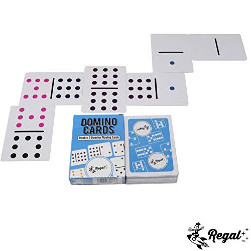 Double 9 Colored Dot Domino Playing Cards - Large Print Dots