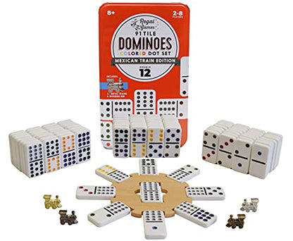 Dominoes Mexican Train Game Set with Wooden Hub