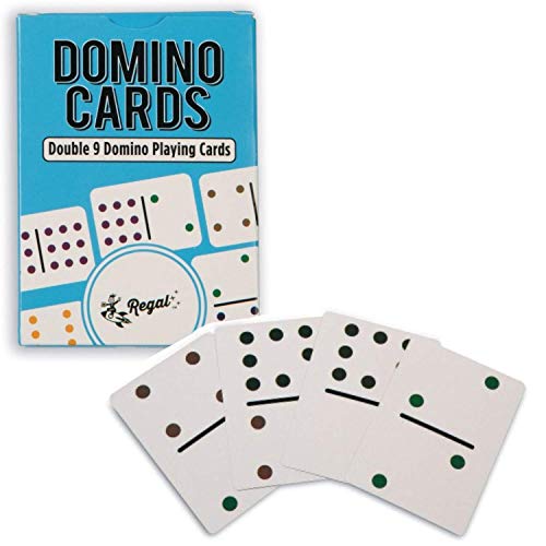 Double 9 Colored Dot Domino Playing Cards - Large Print Dots