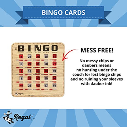 Bulk Bingo Cards with Sliding Windows - Woodgrain