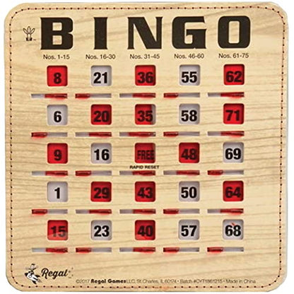 Bulk Bingo Cards with Sliding Windows - Woodgrain