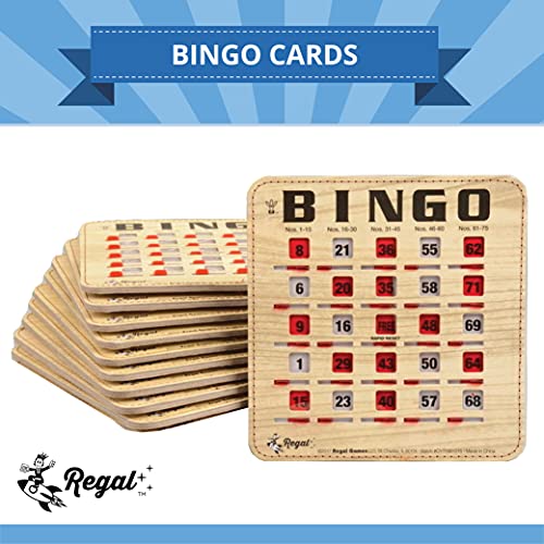 Bulk Bingo Cards with Sliding Windows - Woodgrain