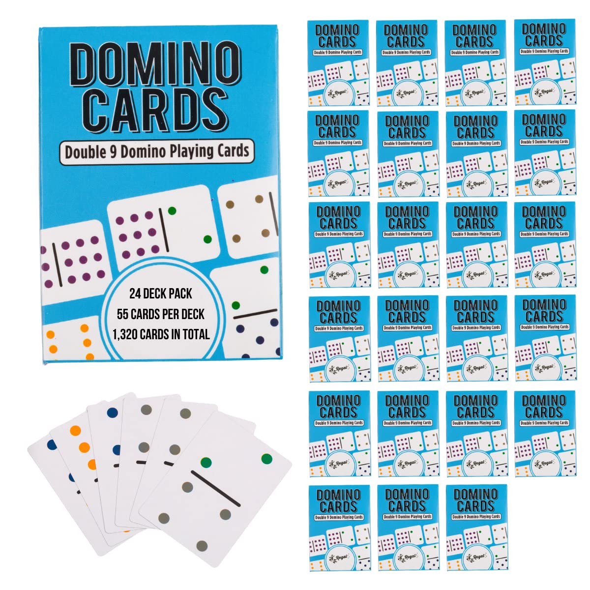 Double 9 Colored Dot Domino Playing Cards - Large Print Dots