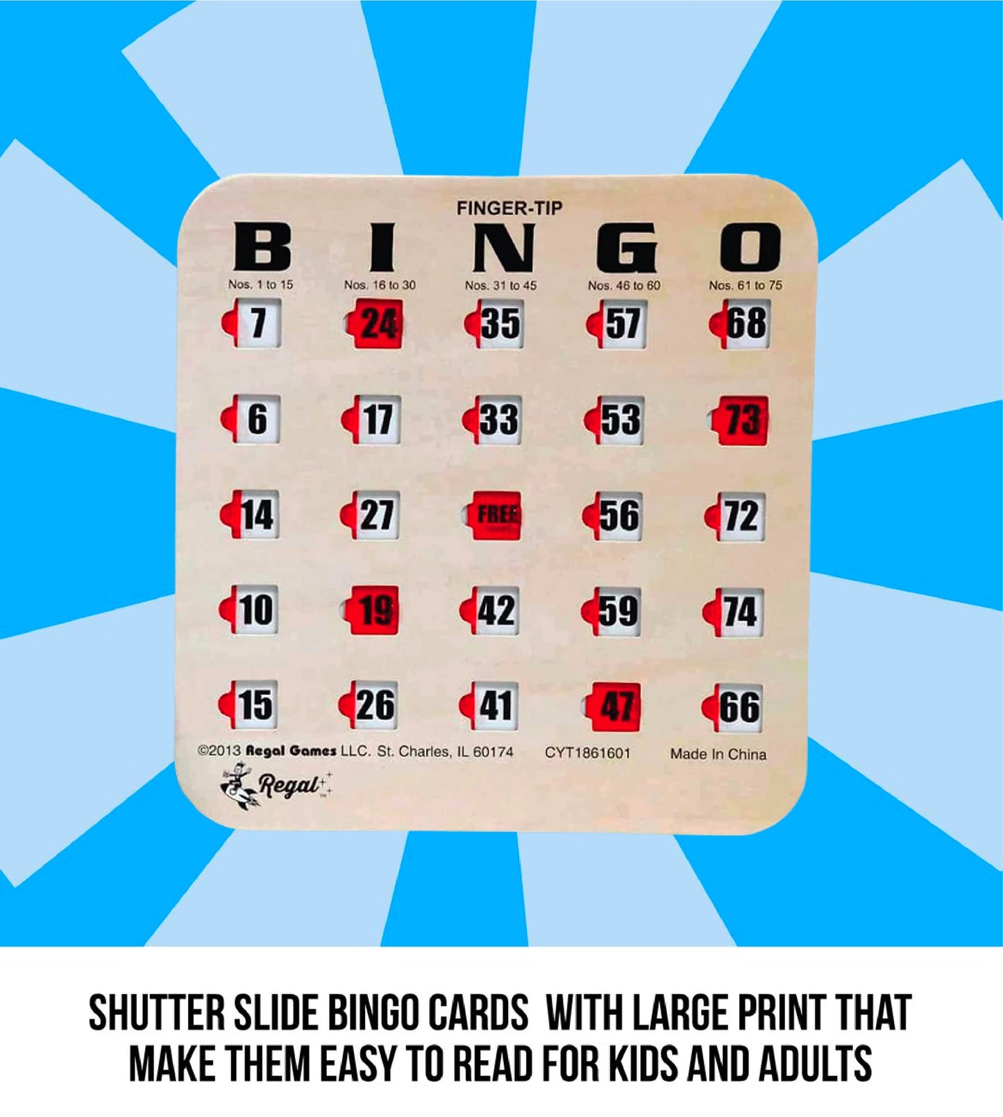 Regal Bingo Bulk Bingo Cards with Sliding Windows