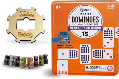 Dominoes Mexican Train Game Set with Wooden Hub