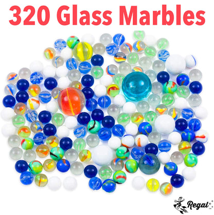 Traditional Glass Marbles with a Storage Tin