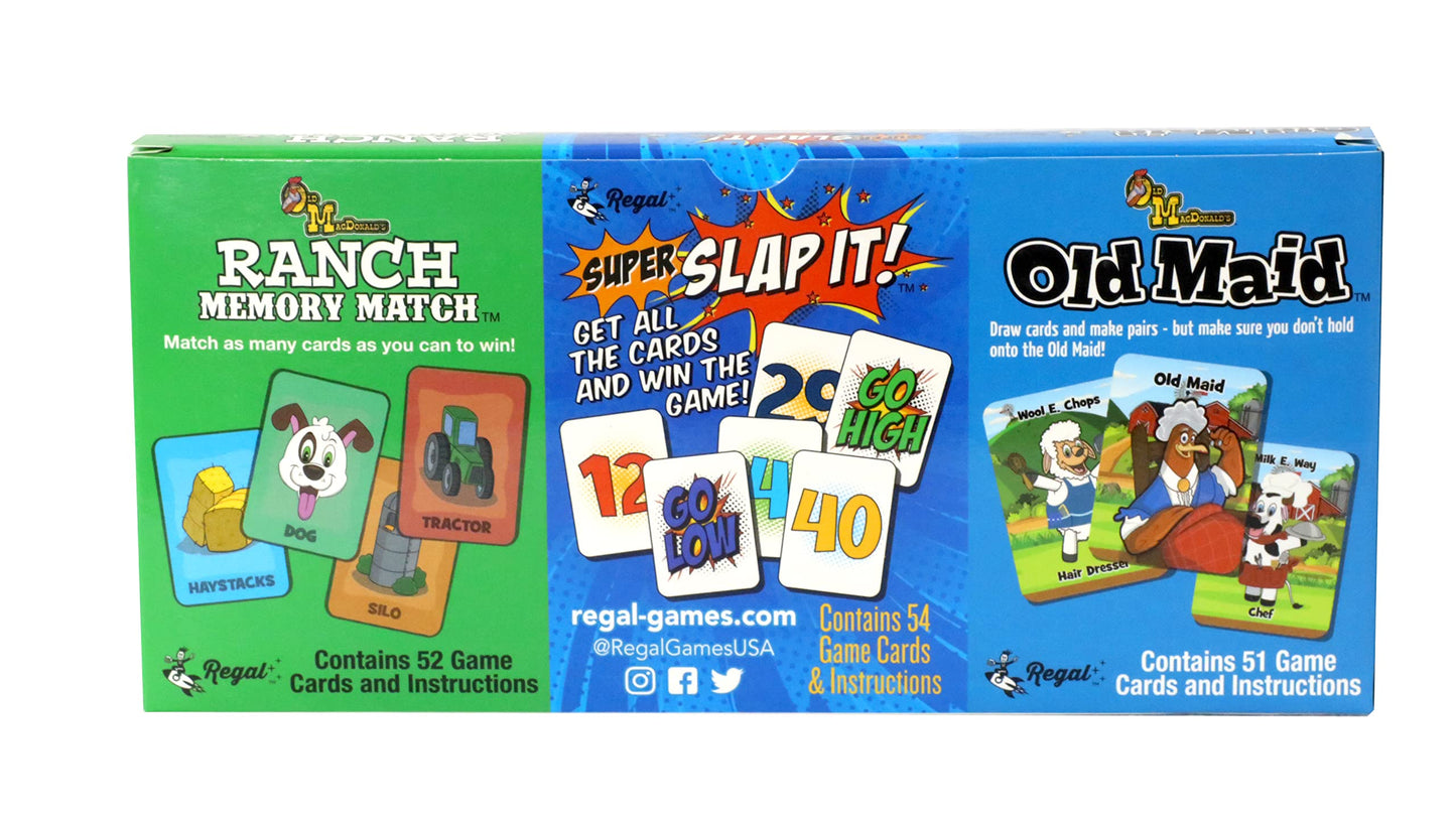 Farm Match, Slap It, Old Maid Card 3 Pack