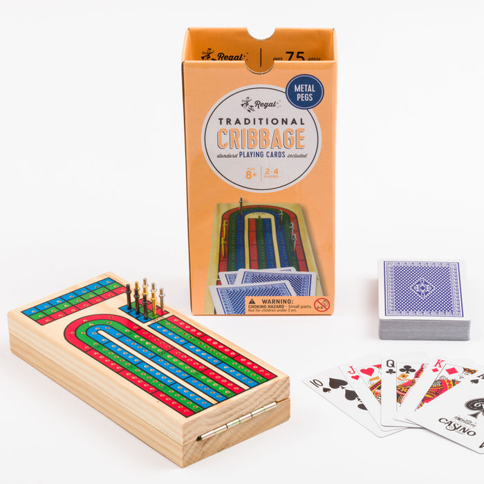 classic wood games, cribbage, card games, classic card games, cribbage pieces, travel game, regal games