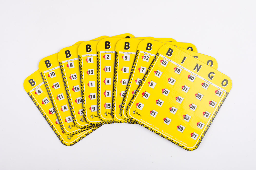 yellow bingo cards, replacement bingo cards, sliding window bingo cards, bingo accessories
