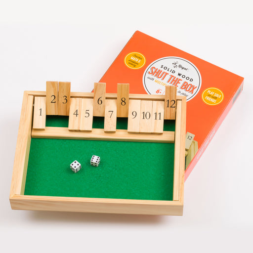 classic wood games, shut the box, classic wood board games, real wood board games, real wood games, travel game, regal games